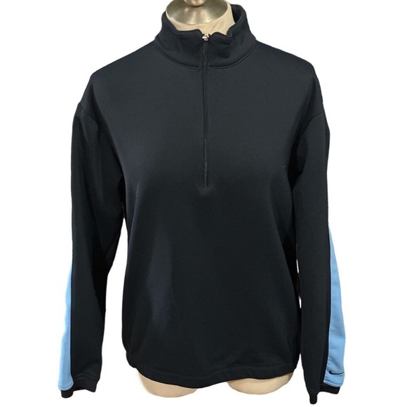 Nike Fit Therma Golf Men’s 1/4 Zip Front Pullover Navy w/ Stripe Size Medium EUC - Picture 1 of 5